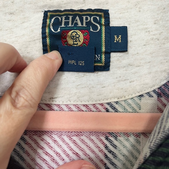 Vintage 90s Chaps Ralph Lauren Plaid Polo Shirt Size M Boxy Cotton Blue Red - Picture 4 of 11